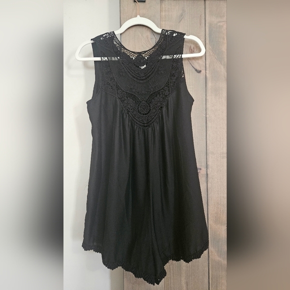 JEN'S PIRATE BOOTY for Free People Black Crochet Lace Romper Playsuit.Size Small - Picture 6 of 16